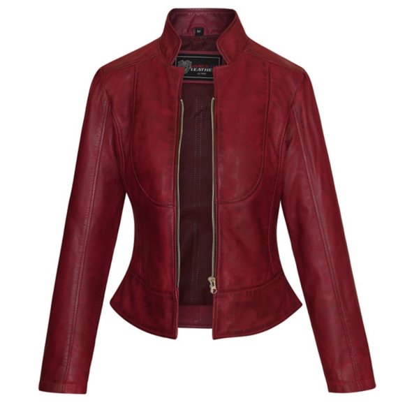 Vance Leathers VL650BU 'Maya' Ladies Premium Soft Lightweight Burgundy Fitted - Picture 8 of 10